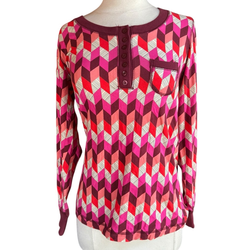 Vera Bradley Geometric Patterned Henley Top
